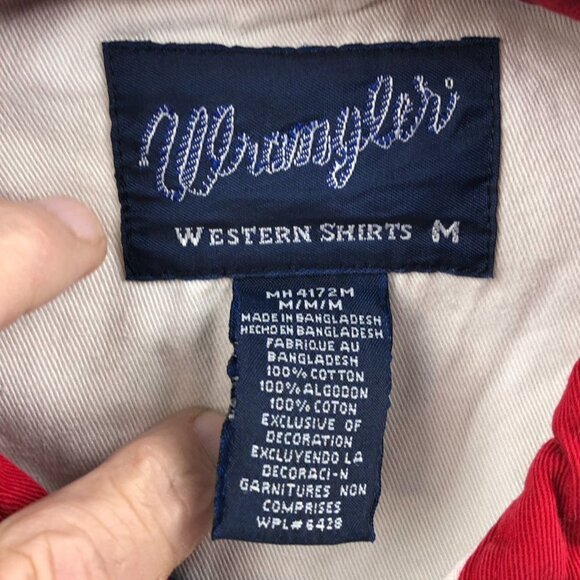 Wrangler Mens Western Shirt Medium Long Sleeve Button Up Patriotic Casual Cotton - Picture 3 of 14